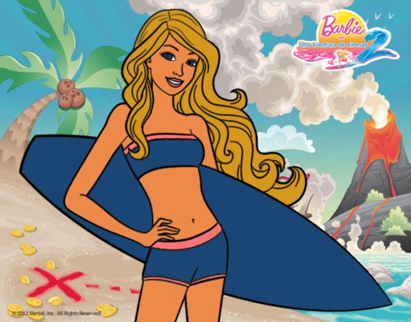 Barbie con tabla de surf