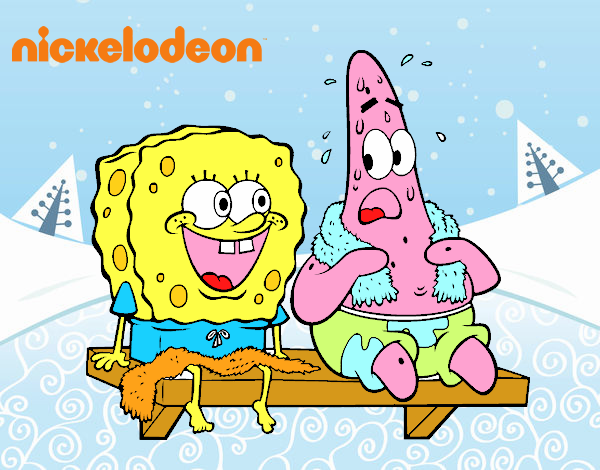 Bob Esponja y Patricio en bañador