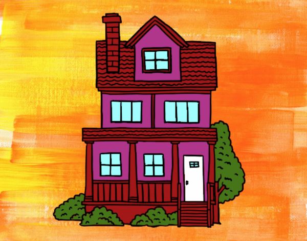 Dibujo Casa de dos pisos con buhardilla pintado por amalia