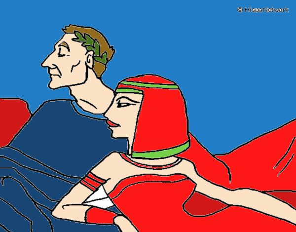 Dibujo César y Cleopatra pintado por amalia