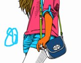 Dibujo Chica con bolso pintado por bajitas