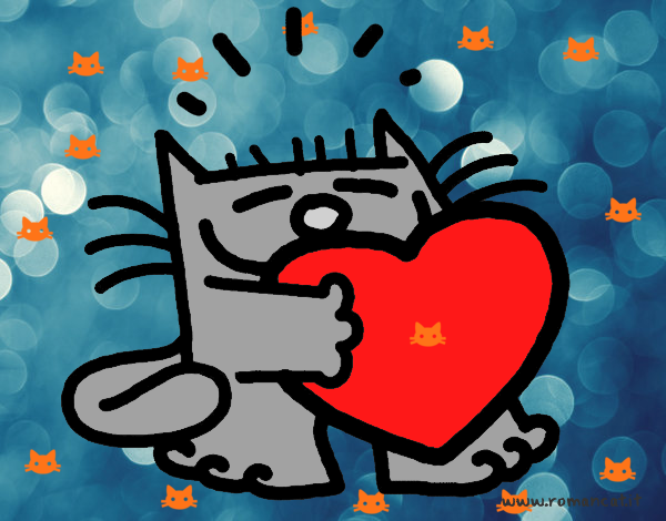 Dibujo El gato y el corazón pintado por Tenochrey