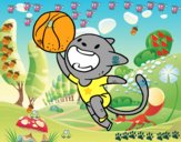 Gato jugando a baloncesto