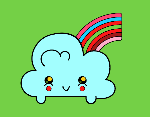 Nube con arco iris kawaii