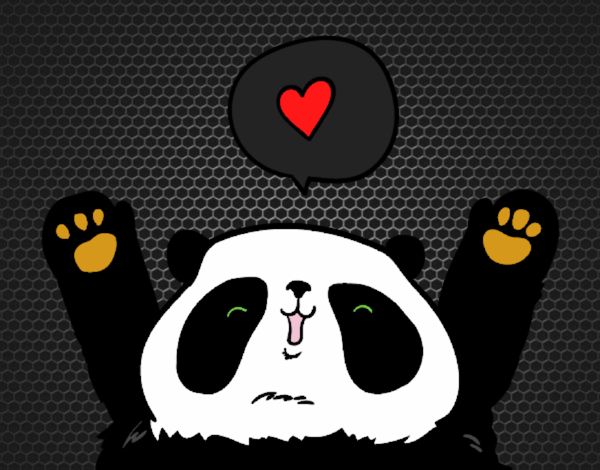 Dibujo Panda enamorado pintado por amalia