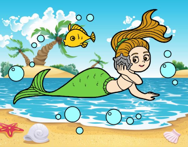 Dibujo Sirena mágica pintado por amalia