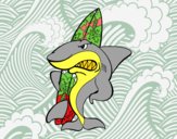 Dibujo Tiburón surfero pintado por Lyon10