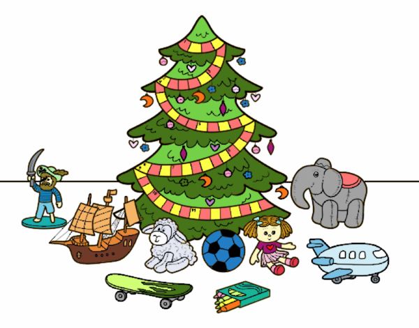 Dibujo Árbol de Navidad y juguetes pintado por fakita