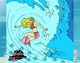 Barbie practicando surf