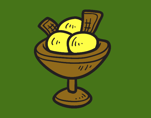 Dibujo Copa con tres bolas de helado pintado por macri
