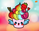 Cupcake kawaii con fresa