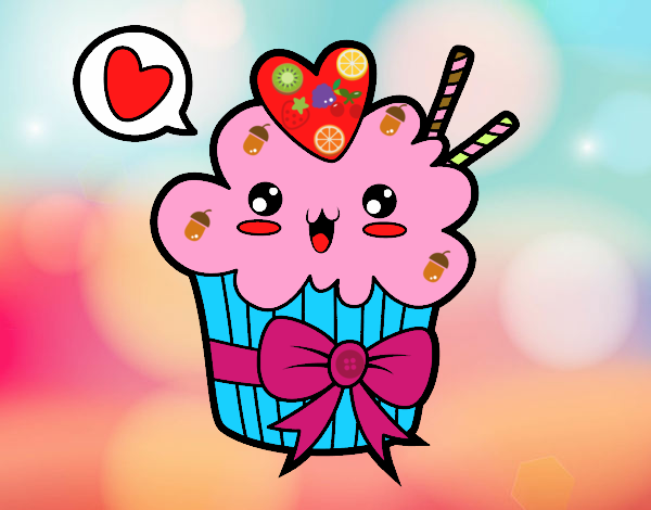 Cupcake kawaii con lazo