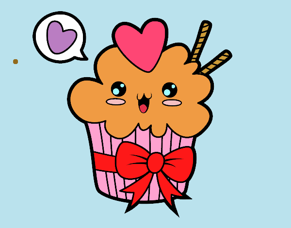 Cupcake kawaii con lazo