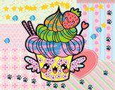 Cupcake kawaii con fresa