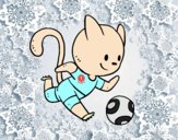 Dibujo Gato jugando a fútbol pintado por Yawi11