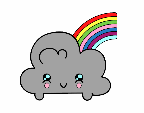 Dibujo de Nube con arco iris kawaii pintado por en Dibujos.net el día