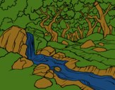 Dibujo Paisaje de bosque con un río pintado por carlitoslo