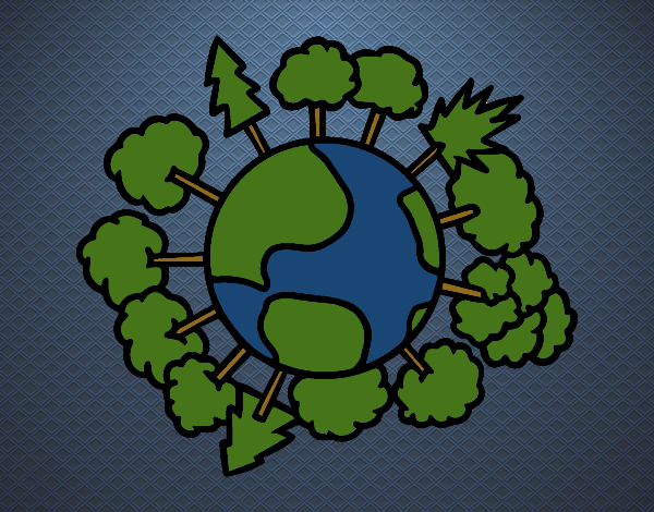 Planeta tierra con árboles