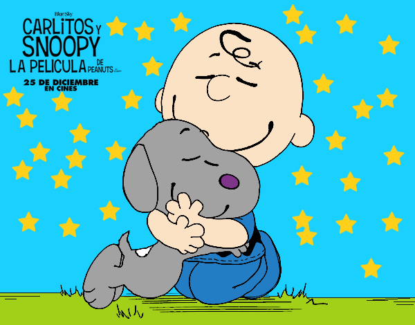 Snoopy y Carlitos abrazados