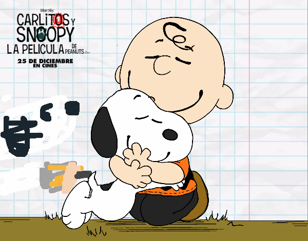 Snoopy y Carlitos abrazados