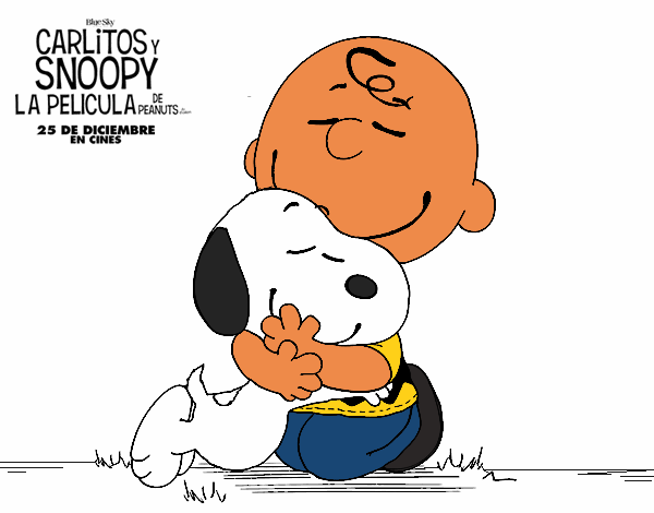 Snoopy y Carlitos abrazados