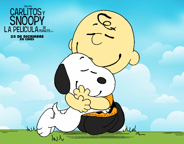 Snoopy y Carlitos abrazados