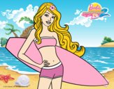 Barbie con tabla de surf