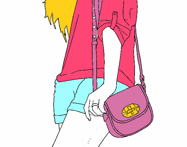 Dibujo Chica con bolso pintado por GenesisH