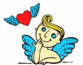 Cupido y corazón con alas