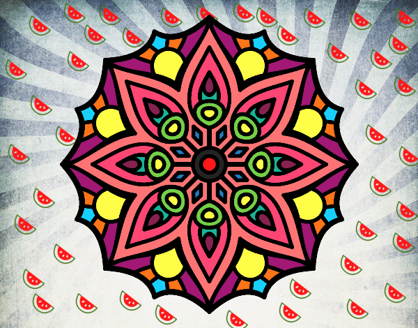 Dibujo Mandala simetría sencilla pintado por tiare2001