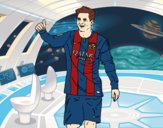 Dibujo Messi Barça pintado por jovany10