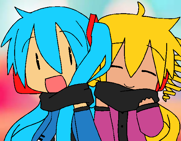 Miku y Len con bufanda