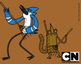 Dibujo Mordecai y Rigby pintado por Elvisza