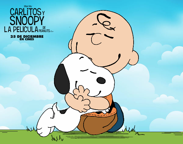 Snoopy y Carlitos abrazados