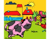 Vaca en la granja