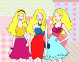 Dibujo Barbie y sus amigas vestidas de fiesta pintado por livet