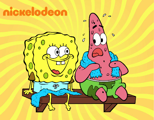 Bob Esponja y Patricio en bañador