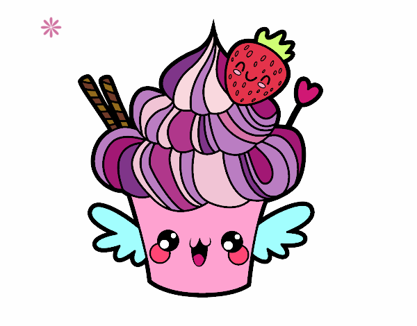 Cupcake kawaii con fresa