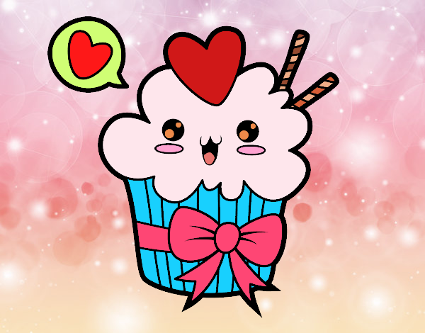 Cupcake kawaii con lazo