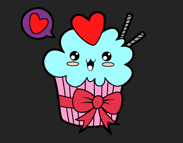 Cupcake kawaii con lazo