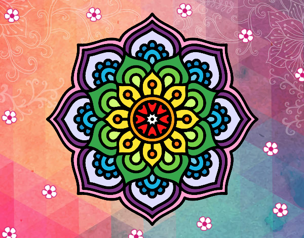 Dibujo Mandala flor de la concentración pintado por Melisa