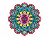 Dibujo Mandala flor y hojas pintado por mar13