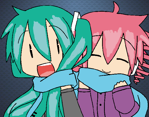 Miku y Len con bufanda