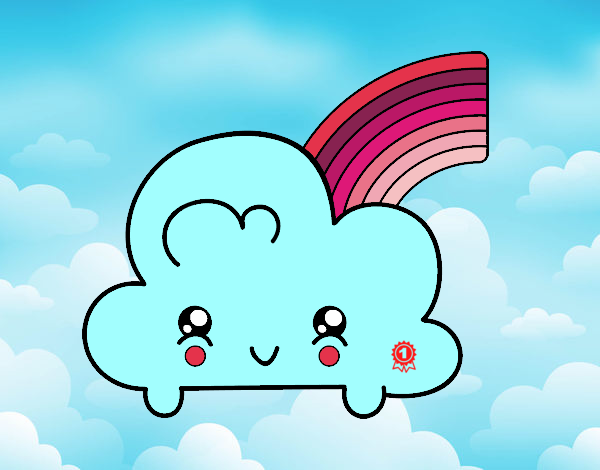 Nube con arco iris kawaii