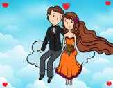 Recién casados en una nube