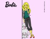 Dibujo Barbie con cazadora de cuadros pintado por livet