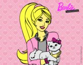 Dibujo Barbie con su linda gatita pintado por livet