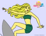 Dibujo Barbie surfeando pintado por livet