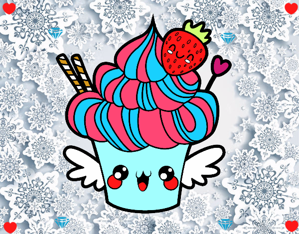 Cupcake kawaii con fresa