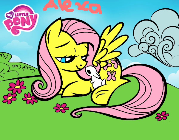 Fluttershy con un conejito